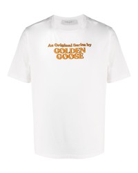 Мужская белая футболка с круглым вырезом с принтом от Golden Goose
