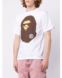 Мужская белая футболка с круглым вырезом с принтом от BAPE BLACK *A BATHING APE®