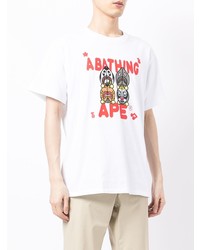 Мужская белая футболка с круглым вырезом с принтом от A Bathing Ape