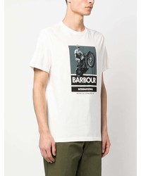 Мужская белая футболка с круглым вырезом с принтом от Barbour International
