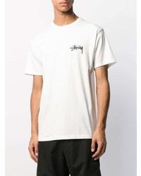 Мужская белая футболка с круглым вырезом с принтом от Stussy