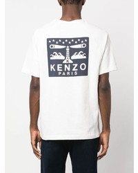 Мужская белая футболка с круглым вырезом с принтом от Kenzo