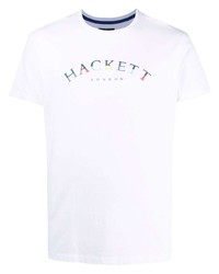 Мужская белая футболка с круглым вырезом с принтом от Hackett