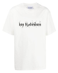 Мужская белая футболка с круглым вырезом с принтом от Han Kjobenhavn