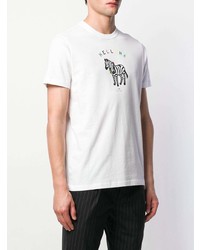 Мужская белая футболка с круглым вырезом с принтом от PS Paul Smith