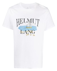 Мужская белая футболка с круглым вырезом с принтом от Helmut Lang