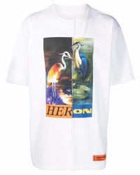 Мужская белая футболка с круглым вырезом с принтом от Heron Preston