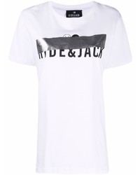 Мужская белая футболка с круглым вырезом с принтом от Hide&Jack