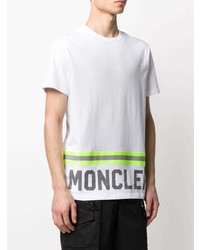 Мужская белая футболка с круглым вырезом с принтом от Moncler