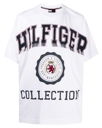 Мужская белая футболка с круглым вырезом с принтом от Hilfiger Collection