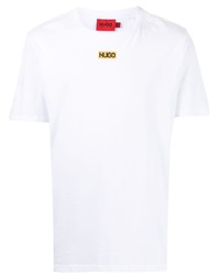 Мужская белая футболка с круглым вырезом с принтом от Hugo