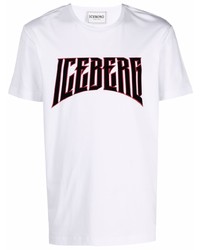 Мужская белая футболка с круглым вырезом с принтом от Iceberg