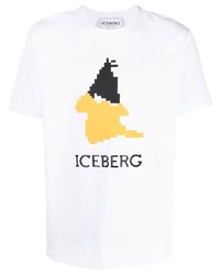 Мужская белая футболка с круглым вырезом с принтом от Iceberg