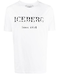 Мужская белая футболка с круглым вырезом с принтом от Iceberg