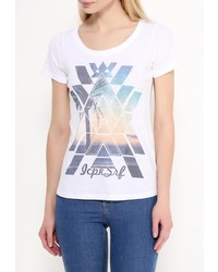 Женская белая футболка с круглым вырезом с принтом от Icepeak