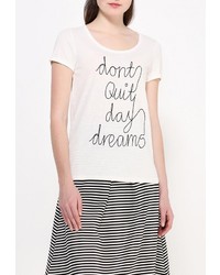 Женская белая футболка с круглым вырезом с принтом от Ichi