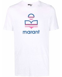 Мужская белая футболка с круглым вырезом с принтом от Isabel Marant