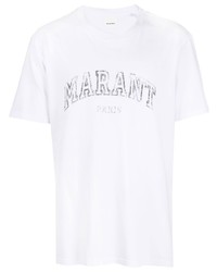 Мужская белая футболка с круглым вырезом с принтом от Isabel Marant