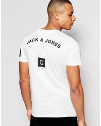 Мужская белая футболка с круглым вырезом с принтом от Jack and Jones