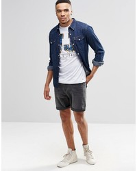 Мужская белая футболка с круглым вырезом с принтом от Jack and Jones