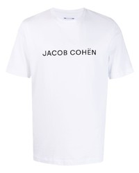 Мужская белая футболка с круглым вырезом с принтом от Jacob Cohen