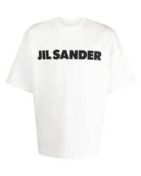 Мужская белая футболка с круглым вырезом с принтом от Jil Sander