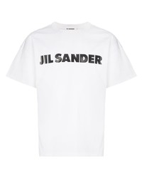 Мужская белая футболка с круглым вырезом с принтом от Jil Sander