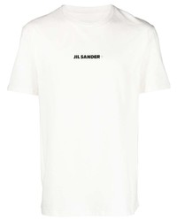 Мужская белая футболка с круглым вырезом с принтом от Jil Sander