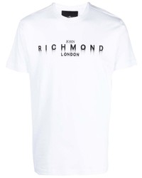 Мужская белая футболка с круглым вырезом с принтом от John Richmond
