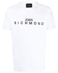 Мужская белая футболка с круглым вырезом с принтом от John Richmond
