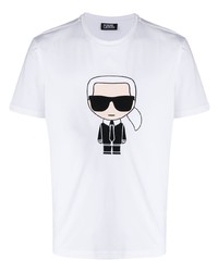 Мужская белая футболка с круглым вырезом с принтом от Karl Lagerfeld