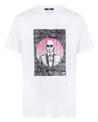 Мужская белая футболка с круглым вырезом с принтом от Karl Lagerfeld