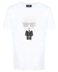 Мужская белая футболка с круглым вырезом с принтом от Karl Lagerfeld