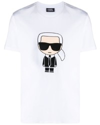 Мужская белая футболка с круглым вырезом с принтом от Karl Lagerfeld