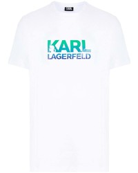 Мужская белая футболка с круглым вырезом с принтом от Karl Lagerfeld