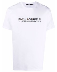 Мужская белая футболка с круглым вырезом с принтом от Karl Lagerfeld