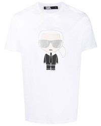 Мужская белая футболка с круглым вырезом с принтом от Karl Lagerfeld