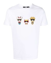 Мужская белая футболка с круглым вырезом с принтом от Karl Lagerfeld
