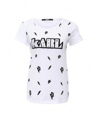 Женская белая футболка с круглым вырезом с принтом от Karl Lagerfeld
