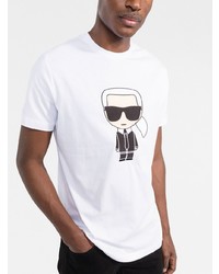 Мужская белая футболка с круглым вырезом с принтом от Karl Lagerfeld