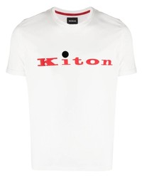 Мужская белая футболка с круглым вырезом с принтом от Kiton