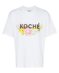 Мужская белая футболка с круглым вырезом с принтом от Koché