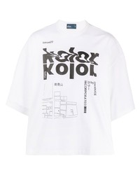 Мужская белая футболка с круглым вырезом с принтом от Kolor