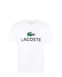 Мужская белая футболка с круглым вырезом с принтом от Lacoste