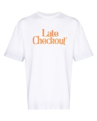 Мужская белая футболка с круглым вырезом с принтом от Late Checkout