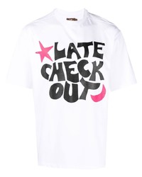 Мужская белая футболка с круглым вырезом с принтом от Late Checkout