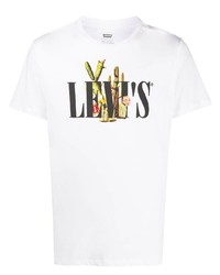 Мужская белая футболка с круглым вырезом с принтом от Levi's