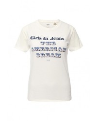 Женская белая футболка с круглым вырезом с принтом от Levi's