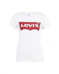 Женская белая футболка с круглым вырезом с принтом от Levi's