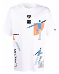 Мужская белая футболка с круглым вырезом с принтом от Li-Ning